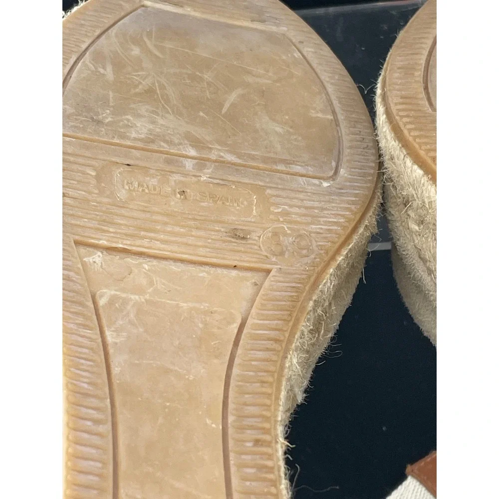 Boden Suede Lace Up Espadrille Wedges Beige Tan Ankle Tie Spain EU 39 US 8.5 9